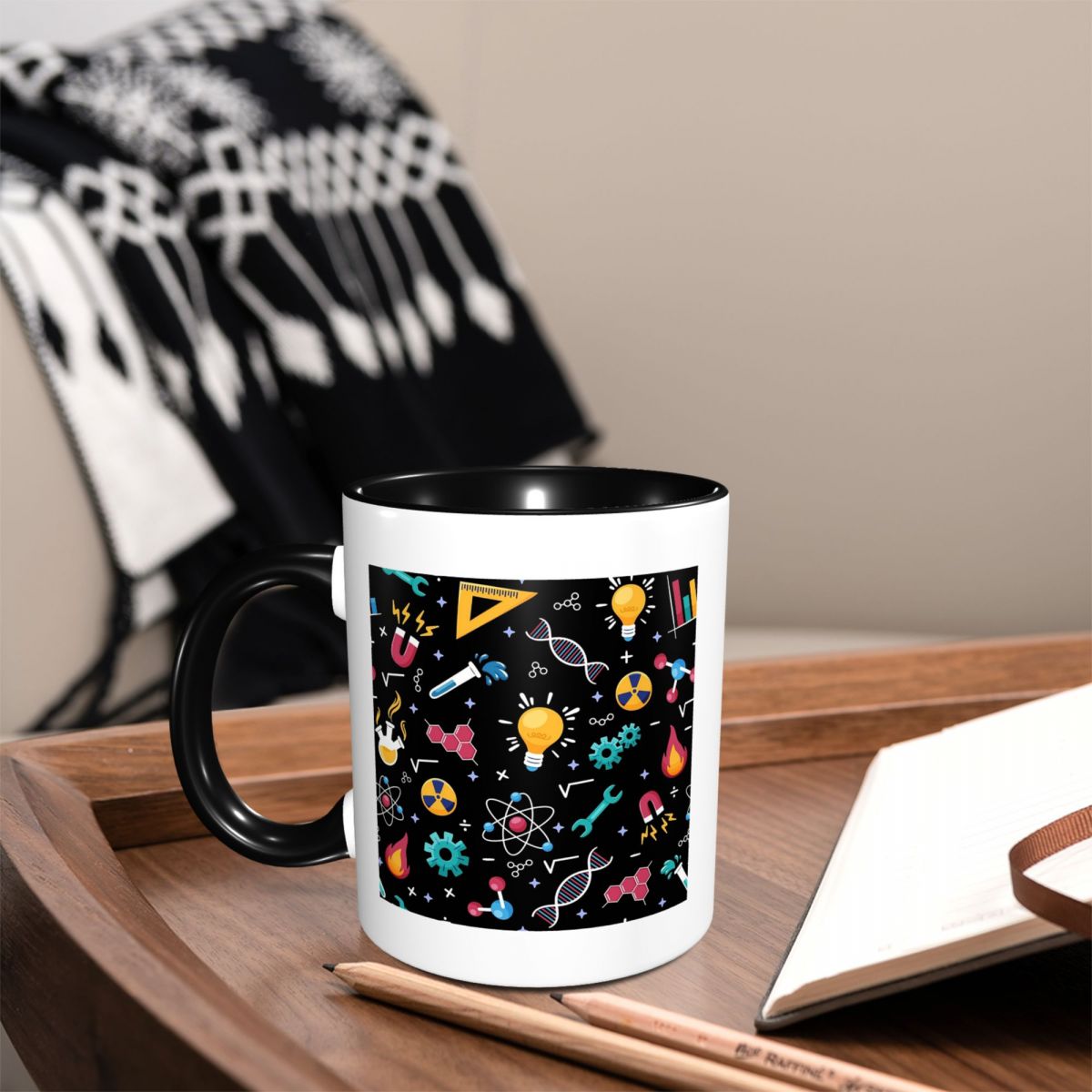 Coffee Tea Icon - STEM 아이콘 패턴 과학 공학 머그