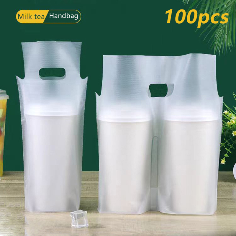 100Pcs 싱글/더블 컵 밀크티 포장 가방 반투명 투 - Coffee Tea Bags 리뷰 및 가격
