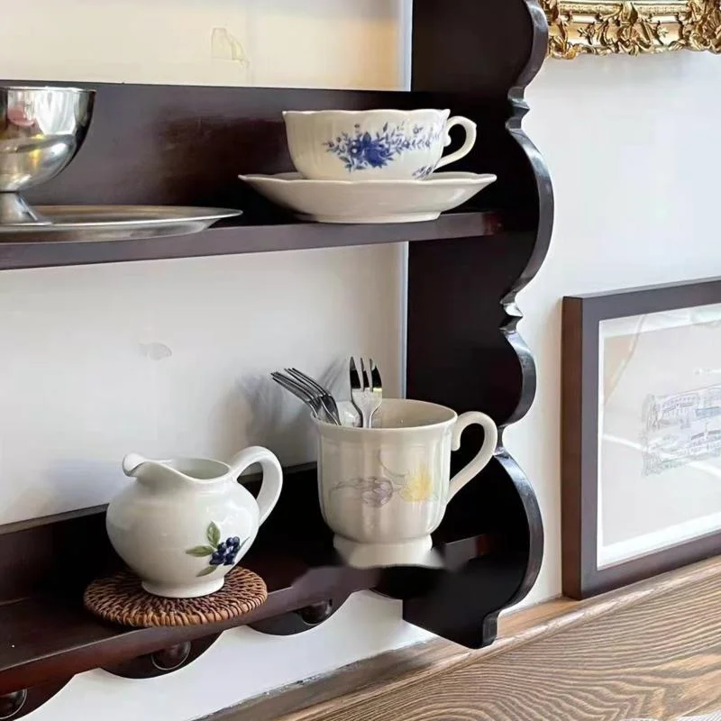 레트로 원목 벽 선반 앤틱 티 세트 진열대 거실 또는  - Coffee Tea Images 리뷰 및 가격