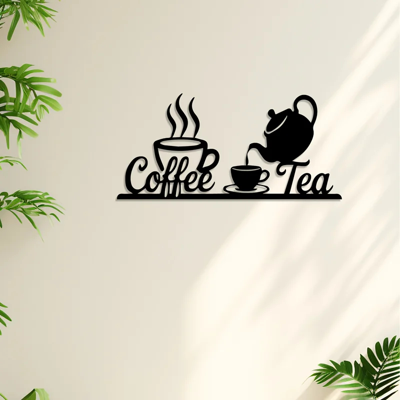 소박한 금속 커피 & 차 벽 장식 사인 - 빈티지 철제 - Coffee Tea Icon 리뷰 및 가격