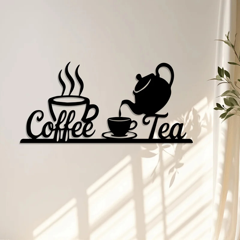 소박한 금속 커피 & 차 벽 장식 사인 - 빈티지 철제 - Coffee Tea Icon 리뷰 및 가격